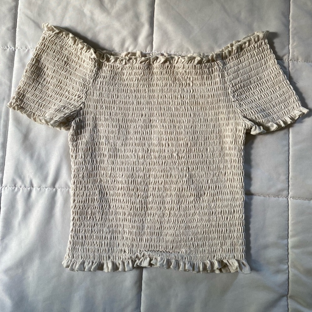 White Off the Shoulder Crop Top